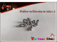 หัวอัดจารบี หัวอัดจาระบี ตรงเล็ก เหล็กชุบนิเกิ้ล ขนาดเกลียว M6x1.0 (เกลียวโต 6มิล ระยะพิท1.0) ใช้ประแจเบอร์ 8 ขัน