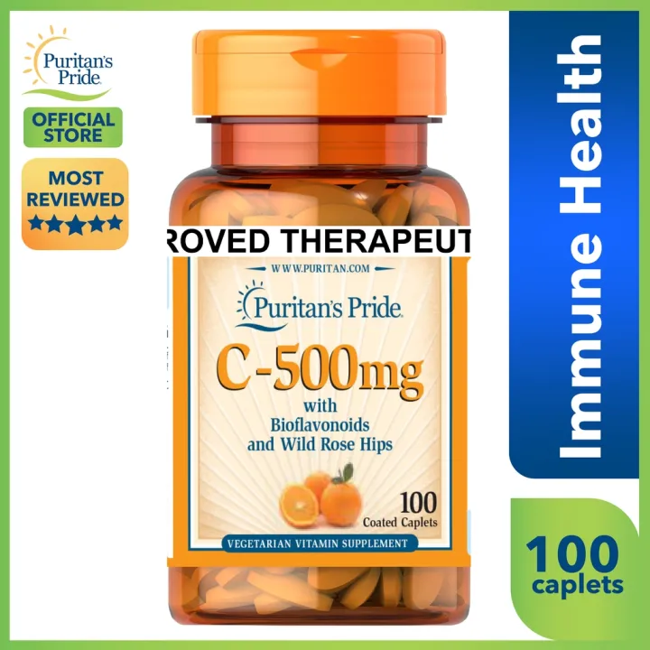 Vitamin C 500 Mg With Bioflavanoids And Rose Hips 100 Caplets Puritan’S ...