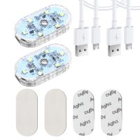 ไฟติดประตูรถยนต์ LED 1คู่,ไฟติดประตูรถยนต์แบบชาร์จ USB ไร้สายแม่เหล็กสวิตช์ไฟรถยนต์ LED กลางคืนสัญญาณไฟต้อนรับ