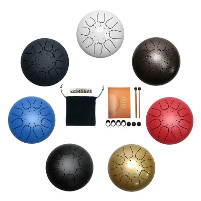 2021Steel Tongue Drum Set 6 Inch 8 Tune Handpan Drum Pad Tank with Drumstick Carrying Bag Percussion Instruments Accessories New