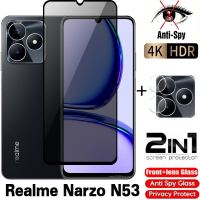 Realme Narzo C51 N53 2IN1สำหรับ Realme Narzo C53 N53 Narzo Realme N53 Narzo กระจกเทมเปอร์ส่วนตัว2023ฟิล์มกันรอยป้องกันเต็มพื้นที่ของหน้าจอป้องกันการมองความเป็นส่วนตัวหน้าจอด้านหน้าโค้งป้องกันหลังฟิล์มป้องกันเลนส์กล้อง