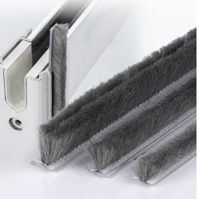 【LZ】 2M Brush Strip aluminum sliding Door Window Sealing Strip Home Door Window Sound Insulation Seal Film Door Swal Weather Strip
