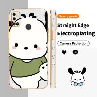 Pochacco เคสโทรศัพท์ชุบเคลือบสี่เหลี่ยมสำหรับ Tecno Spark 6 Air 5 Air 6 GO 7 7T 8C 8 Pro Camon 17 18 19 Neo Pova Neo 2 3 4 Pro ฝาครอบด้านหลังเป็นซิลิโคนบางเป็นพิเศษป้องกันกล้องเคสเคสกันกระแทกมือถือ