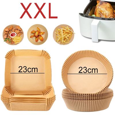 Large Air Fryer Disposable Paper Liner 23cm Non-stick Airfryer Parchment Special Baking Paper for 3-10QT Cooking/Steaming Basket