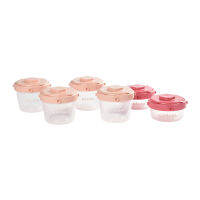 BEABA Set of 6 Clip Portions - 1st age/60ml + 120ml (assorted colors PINK/ROSE)