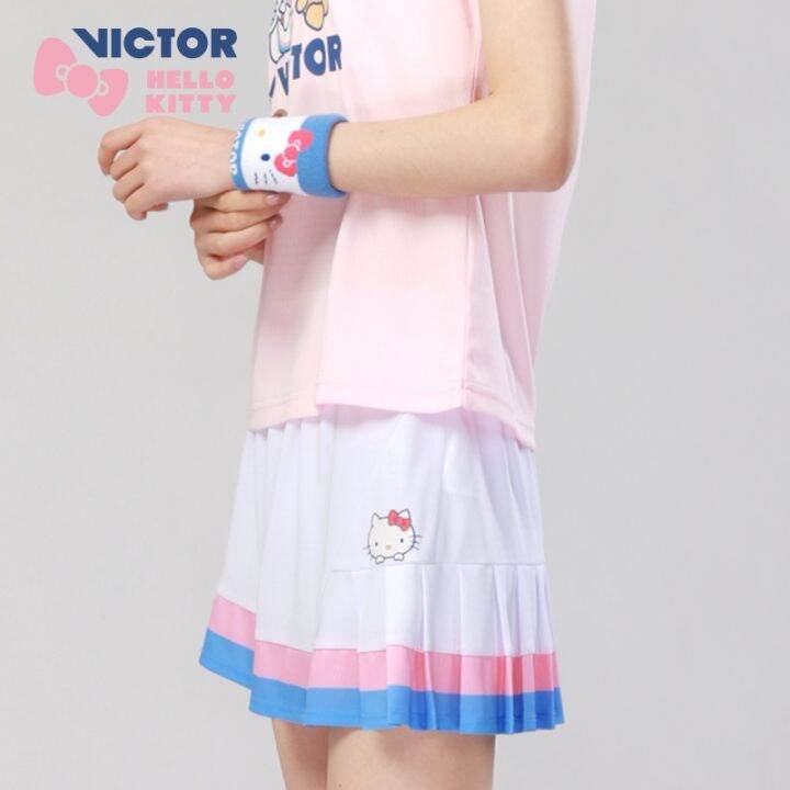 victor-เสื้อกระโปรงแบดมินตันเฮลโลคิตตี้ชัยชนะของแท้น่ารักเด็กผู้หญิงกระโปรงสั้นแฟชั่นแขนสั้น