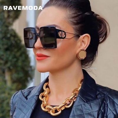 RAVEMODA Oversized Sunglasses Women Luxury Brand Designer Vintage Square Sun Glasses Men Black Eyewear Female Lunette