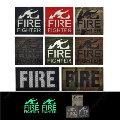 FIRE Mini Reflective Magic Sticker Glow in the Dark Firefighter Fire Fighter Rescue Team Tag Sewing Tactical Patch for Clothing Adhesives Tape