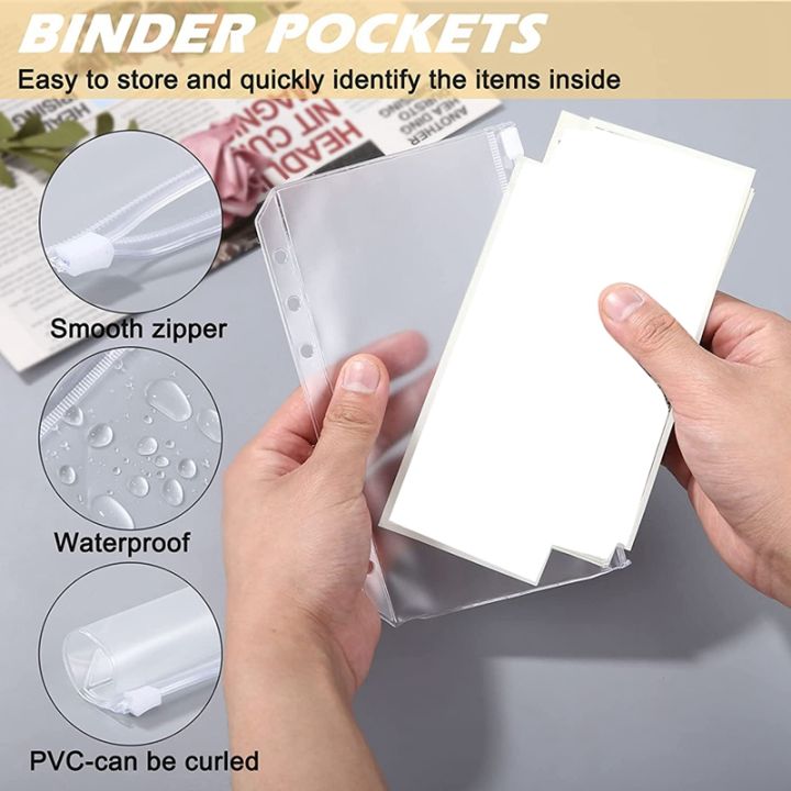 6-ring-notebook-binder-with-12clear-color-zipper-pockets-for-organizing-documents-budget-sorter-for-storing-cards-photos