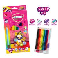 ดินสอสี Master Art สีไม้ ดินสอสีไม้ แท่งยาว 12 สี ซุปเปอร์ไบรท์ สีไม้แท่งยาว มาสเตอร์อาร์ต (1กล่อง)