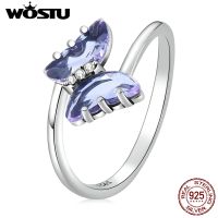 [Zhongxi ornaments ] WOSTU 925เงินสเตอร์ลิงแหวนผีเสื้อลึกลับสำหรับผู้หญิง S925เงินแหวนเพทายสีม่วงผู้หญิงเครื่องประดับปาร์ตี้ FIR797ของขวัญ