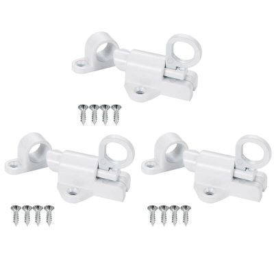 3X Aluminum Alloy Security Automatic Window Gate Lock Spring Bounce Door Bolt Latch  White Door Hardware Locks Metal film resistance