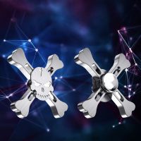 Cool Stainless Steel Skull Fidget Spinner Creative Metal Hand Spinner Quiet R188s Bearing Long Spin EDC Adult Decompression Toy Fidget Spinners  Cubes