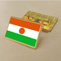 Niger flag pin 2.5*1.5cm zinc alloy die-cast PVC colour coated gold rectangular medallion badge without added resin