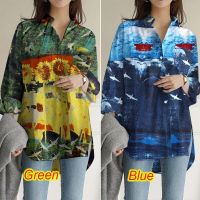 [COD] Printed fashion blouse 2022 spring and autumn long sleeve tunic casual tops loose