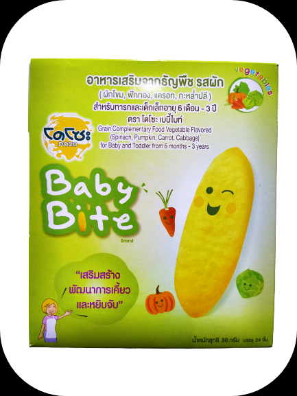 โดโซะ-เบบี้ไบท์-อาหารเสริมธัญพืช-รสผัก-สำหรับทารกและเด็ก6เดือนถึง3ปี-เสริมสร้างพัฒนาการของทารกตัวน้อย