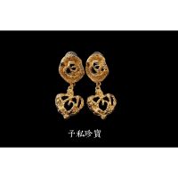 940 Retro Vintage European And American Court Baroque Gold-Plated Color-Preserving Hollowed-Out Exaggerated Earrings Ear Clips