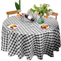 2Pcs Checkered Tablecloth Round , Stain Resistant, Wrinkle Resistant and Spill Proof Gingham Tablecloths, Decorative Table Cover for Kitchen