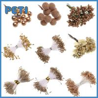 PETIHOME 8/10/12/90/144pcs Gold Artificial Plants Christmas Emulation Flower Gifts Berries Bundle Cherry Wreaths Decor Stamen