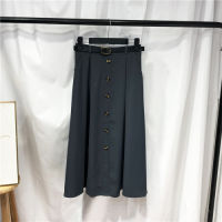 REALEFT  New Umbrella Womens Skirts with Belted High Waist Vintage Single Breasted Chic Female Mi-long Skirts Spring Summer