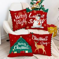 Christmas Pillowcase Throw Pillow Case Xmas Cushion Cover Santa Claus Printed Merry Christmas Pillow Case 45x45cm Home Decor