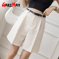 Garemay White Summer Shorts for Women Wide Leg High Waist Black Loose Korean Style Vintage Womens Knee Length Shorts