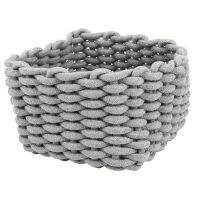 Hand-Woven Cotton Rope Storage Basket Show Debris Storage Basket Practical Gray