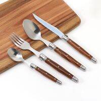 （glistening shop） Jaswehome 4ชิ้นมีดสเต็กชุด Tungwood Grain Handle เครื่องล้างจาน Flatware