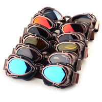 R Motorcycle Cycling Goggles Pilot Aviator Uni Helmet Glasses Racing Protecting Red Copper-Colored Eyeglass Eyewear