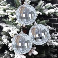 {Decwork}3/4/10ซม. Mini Christmas Mirror Ball Shining Laser Glass Balls Xmas Tree แขวนเครื่องประดับ Disco Home Christmas Party ตกแต่ง