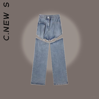 C.New S 2022 Wide Leg Trousers Loose High Waist Denim Pants Women Jeans Summer Fashion Harajuku Y2k Design Streetwear Plus Size