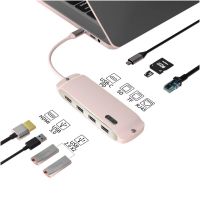 Pink Docking Station Laptop Docking Station HUB to HDMI Compatible USB 3.0 Hub Adapter C-Hub for MacBook Pro Lenovo ThinkPad HP USB Hubs