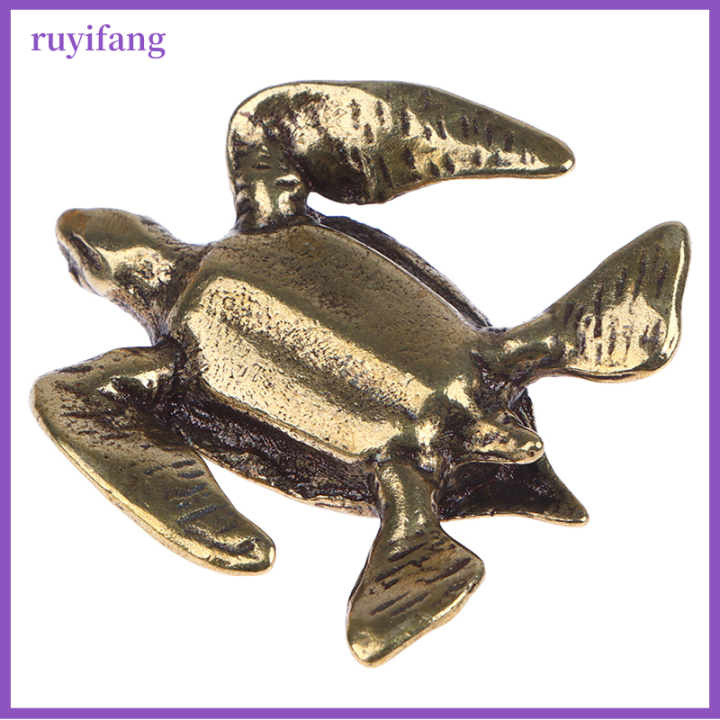 ruyifang-solid-brass-sea-turtle-figurine-ชาขนาดเล็กสัตว์เลี้ยงงานฝีมือเดสก์ท็อปเครื่องประดับขนาดเล็ก