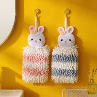 Chenille ผ้าเช็ดลายการ์ตูนน่ารักซึมซับดีเยี่ยมพร้อมห่วงแขวนอุปกรณ์ห้องอาบน้ำห้องครัวสำหรับบ้านผ้าขนหนูมือนุ่ม