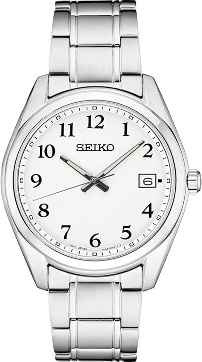 Seiko Men S Japanese Quartz Dress Watch With Stainless Steel Strap Silver 10 Model Sur459