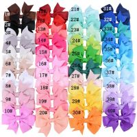 8x8cm 2PCS Solid Color Grosgrain Ribbon Bows Clips Hairpin Girls Hair Bowties Boutique Hair Clip Headwear Kids Hair Accessories