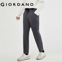 GIORDANO Men Pants Drawstring Elastic Waist Soft Warm Pants Multi-Pocket Exposed Seam Solid Color Fashion Casual Pants 18113928