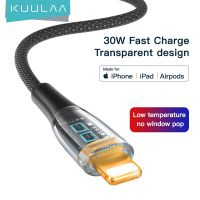 KUULAA USB C สายสำหรับ iPhone 14 13 12 11 Pro Max Mini Xs Xr X 8 iPad MacBook PD 30W ชนิด C ชาร์จเร็วสายเคเบิลแบบ Lightning