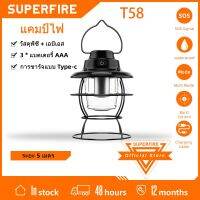 SUPERFIRE T58มัลติฟังก์ชั่ตั้งแคมป์ไฟประเภท-C สามารถเติมเงินได้ IP44กันน้ำแขวนโคมไฟ