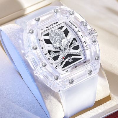 The new barrel shaped skull surface transparent shell silicone strap quartz watch ✈✚✽