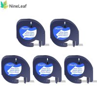 NineLeaf 5Pcs Compatible for Dymo Letratag Tape 12mm Black on White 91331 Plastic Tape for Dymo Printer