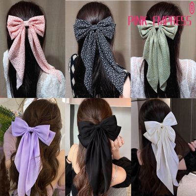 Long Big Bow Ribbon Hair Clip Fashion Women Hairpin