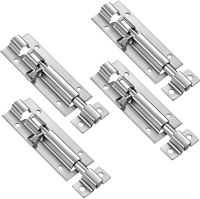 4 Pack 3 inch Door Security Slide Latch Lock Barrel Bolt Latch Slide Door Bolt Stainless Steel Sliding Door Latch with Screws Door Hardware Locks Meta