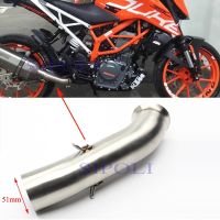 RC 390 Slip-on Motorcycle Exhaust Muffler Middle Link Pipe Connection Escape Moto 51mm for KTM RC390 DUKE 125 250 390 2017-2021