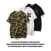 เสื้อยืดแขนสั้นลายพรางผ้าฝ้ายบริสุทธิ์ Bape มนุษย์วานรลายพรางยี่ห้อน้ำขึ้นน้ำลงญี่ปุ่นเสื้อครึ่งแขนทรงหลวมสำหรับผู้ชายและผู้หญิงฤดูร้อน