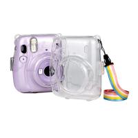 【HOT】 JOUYI เคสใสป้องกันกล้องคริสตัลพร้อมสายคล้องไหล่สีรุ้งปรับได้สำหรับ Instax Mini 11