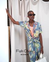 Fah Chak Woman Shari Hawaii Shirt, Forest Print เสื้อฮาวาย เสื้อฮอลิเดย์ เสื้อเชิร์ต ลายใบไม้