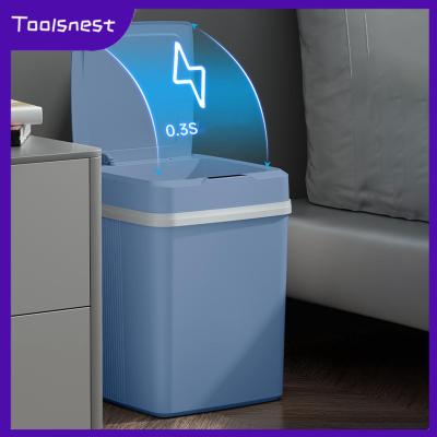 Toolsnest ถังขยะระบบเหนี่ยวนำอัจฉริยะกระป๋องถังขยะอัตโนมัติ12ลิตรสำหรับ USB สำนักงานแบบชาร์จไฟได้