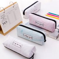 Cute Pencil Case Marble Pattern Leather Pen Bag Pencil Box Pencil Case Stationery Pouch Office School Supply