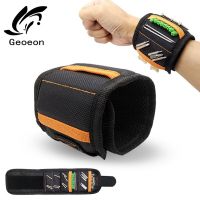 Geoeon อุปกรณ์ข้อมือสำหรับจับกระเป๋าเครื่องมือแบบพกพาอเนกประสงค์สายรัดข้อมือแม่เหล็กสำหรับจับ D35ดอกสว่านตะปูเกลียว